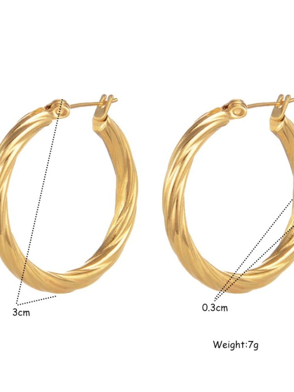 Stainless Steel Plated with 18K Gold Plated Twist Hoop Woman Earring - Picture 2 of 3